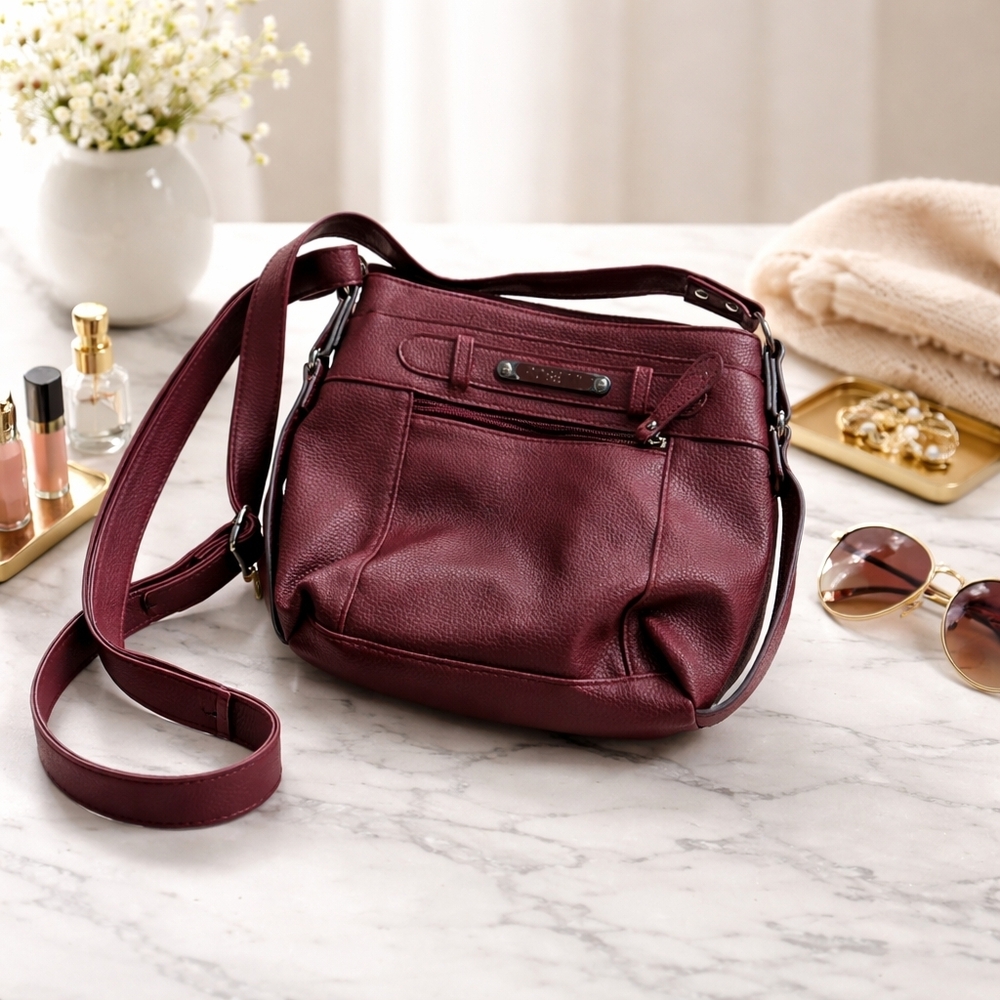 Rosetti Red Maroon shoulder‎ Bag with Pockets Zip